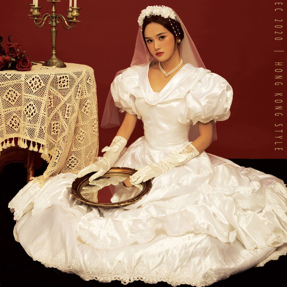 影楼新款古董裙婚纱摄影主题服装喜嫁80年代复古中式缎面宫廷礼服