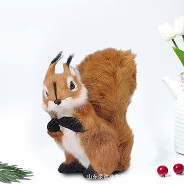 创意手工艺品松鼠摆件桌面装饰动物模型儿童皮毛可爱仿真玩具