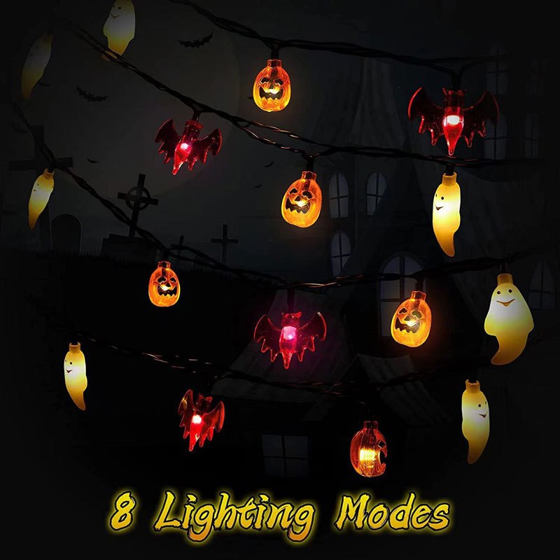 Halloween LED Lighting Chain Outdoor Decoration Led String Lights Pumpkin Lighting Chain Ghost Bat Lights Halloween Lighting Chain