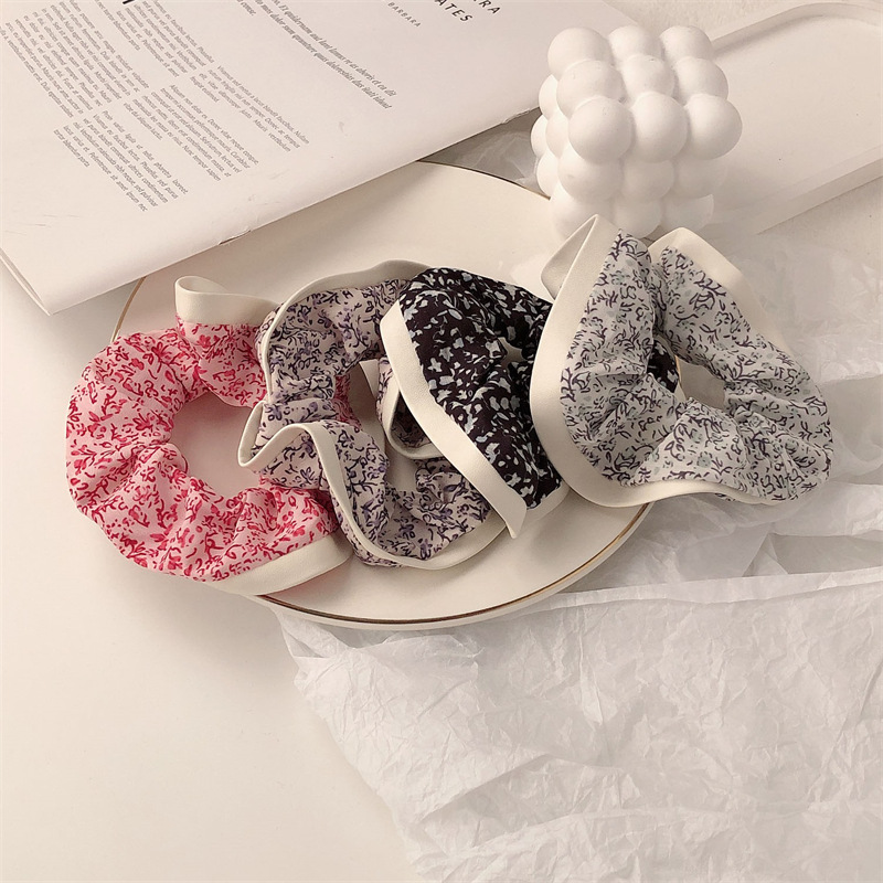 Korean Lady Floral Hair Ring Girl Ins Fresh Internet Celebrity Fabric Elegant Fairy Hair Rope Large Intestine Hair Ring Headdress