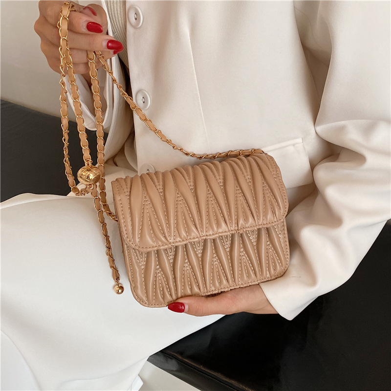 菱格绣线包女包2021夏季新款潮时尚单肩斜挎包ins链条小方包