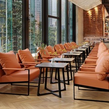 XQ网红咖啡店沙发桌椅组合奶茶店书吧清酒吧餐椅沙发洽谈休闲椅商