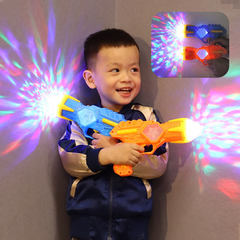 2023 New Children‘s Electric Toy Gun Projection Colorful Gun Luminous Music Toys Wholesale Stall Night Market Hot Sale