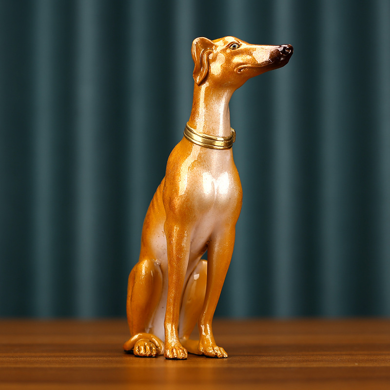 彩铜灵缇犬生肖狗家居办公室玄关乔迁生日开业礼品工艺品摆件