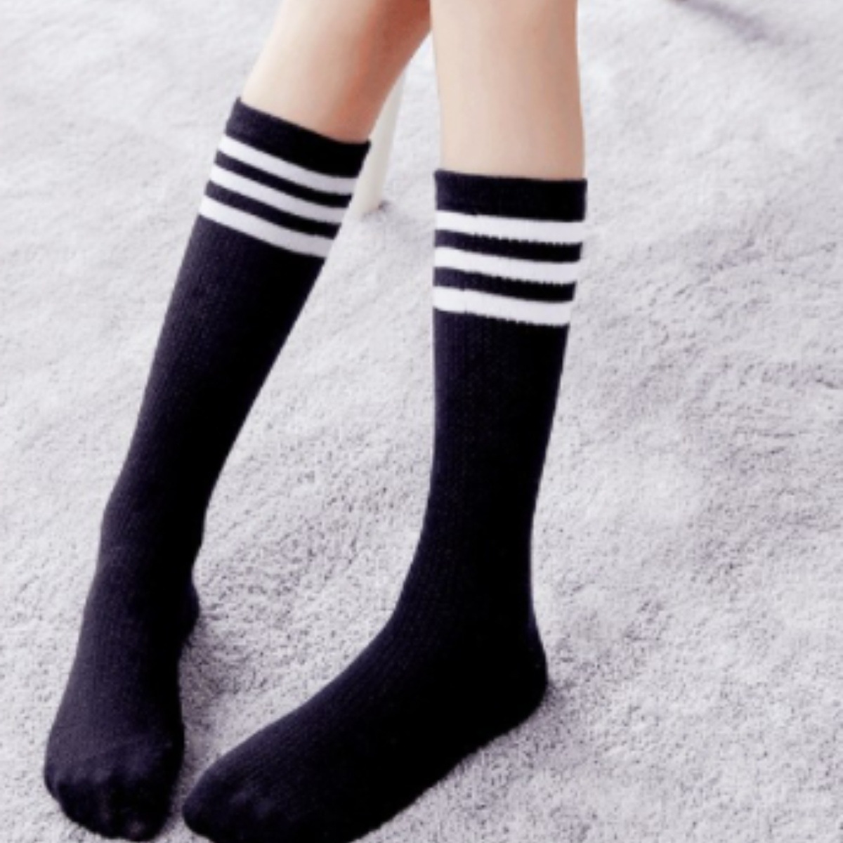 三条杠学生中筒足球袜男女学生啦啦操表演中筒舞蹈袜校服学生袜