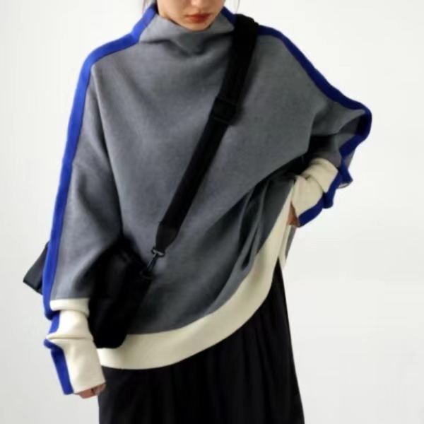 日本海外直邮2023秋女装代购好领套头肩膀条纹宽松针织衫毛衣