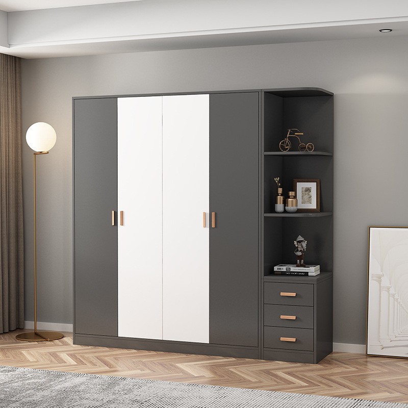 拼色简易组装衣柜家用卧室出租房用可儿童收纳储物柜实木衣橱