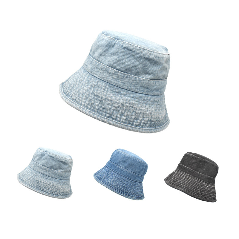 Washed Jean Fisherman Hat Japanese Style Women's Big Brim Makes Face Look Small Cover Face Bucket Hat Men's Korean Style All-Match Couple Hat Fashion