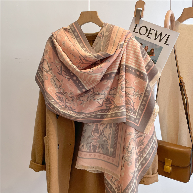 Women's Scarf Autumn and Winter Cashmere-like Artistic All-Matching Elegant Long Scarf Neck Protection Travel Photography Shawl for Women