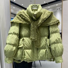 韩国东大门针织披肩羽绒服女短款2023冬季新款设计师款宽松外套