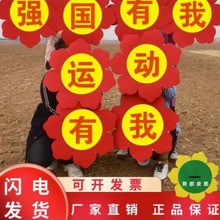 运动会开幕入场创意道具中小学幼儿园适用加油鼓气手举牌班牌红花