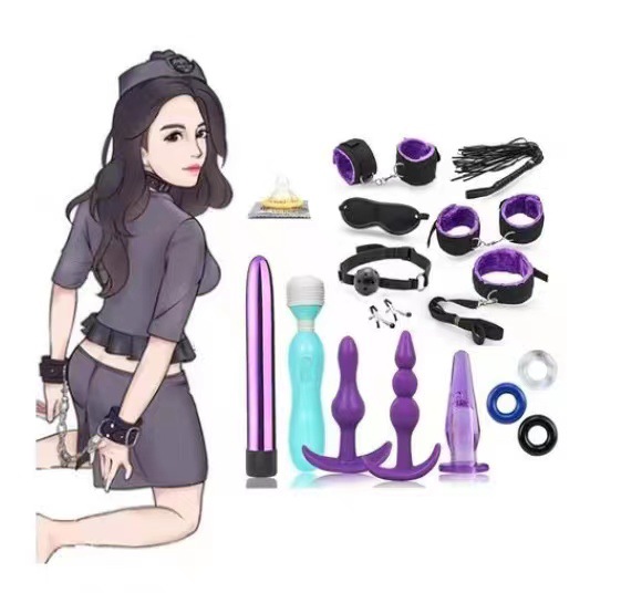 sm男女情趣奶瓶套装组合 紫色织带14件套硅胶肛塞 调情性用品玩具