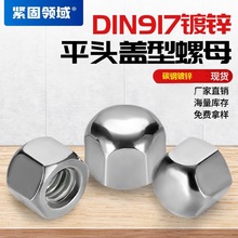 DIN917平头盖型螺母装饰盲孔六角螺帽矮型低球面盖形螺母M6和M8*1