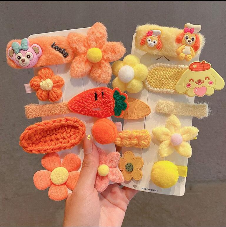 Girls Hairpin Autumn and Winter Plush Bangs Side Clip Hairware Children's Hair Accessories Little Girl Baby Cute Hairpin