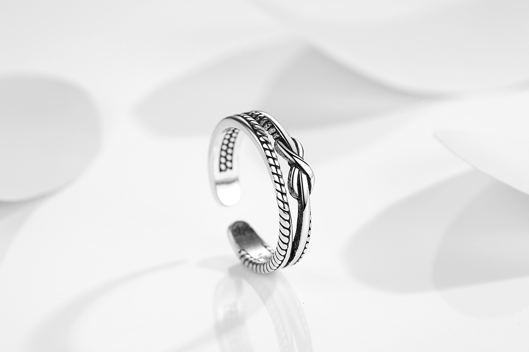 抖音快手亚马逊wish时尚创意做旧戒指 女生 欧美复古泰银指环批发