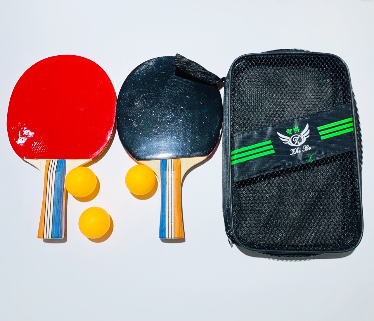 智博正品666升级款乒乓球拍2只装成人小学生初学者兵乓球横拍训练