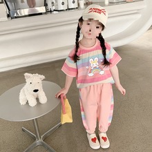女童洋气宽松薄款运动夏季套装宝宝休闲时髦短袖夏装儿童网红韩版