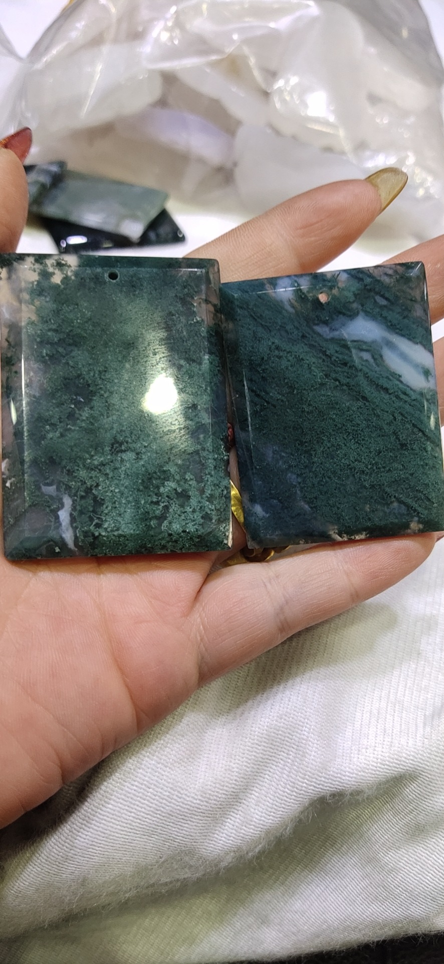 水草玛瑙吊坠女男款简约平安无事牌水滴玉项坠饰品礼物