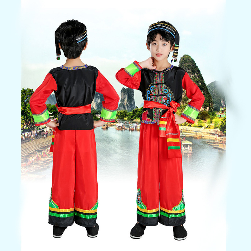 六一新款纳西族日常云南丽江少数民族服演出服男女儿童篝火晚会服