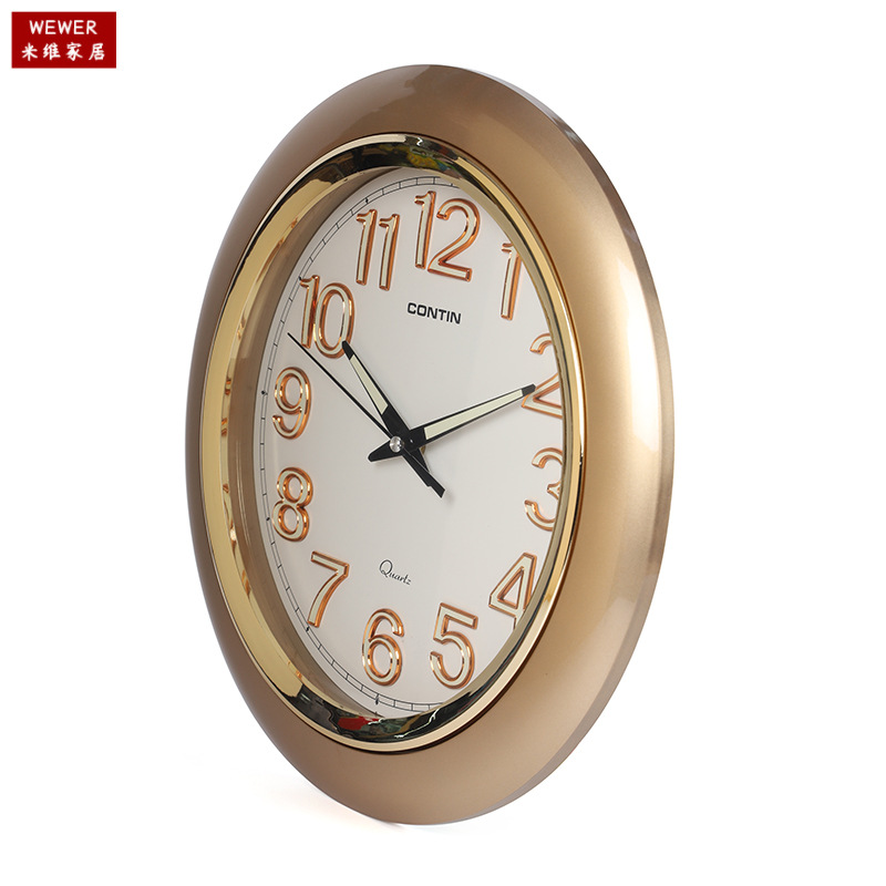 Kangtian Contin Wall Clock round New China Home Office Simple Clear Large Font in Stock Wholesale