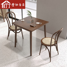 澳铂美式实木餐桌椅组合定制商用咖啡桌饭店吃饭桌奶茶店桌椅定做