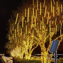 LED贴片流星雨灯户外防水节日庭院圣诞装饰灯太阳能灯串挂树灯