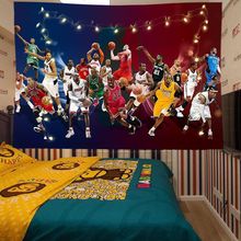 NBA球星洛杉矶湖人队背景布挂毯科比詹姆斯海报墙布背景墙挂布