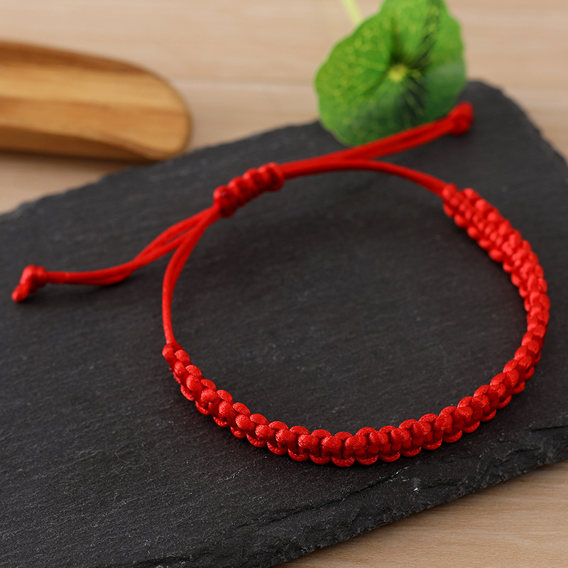 Simple New Women's Hand Woven Hand Rope Geometric Dorje Knot Dragon Boat Festival Red Rope Colorful Rope Bracelet Wholesale