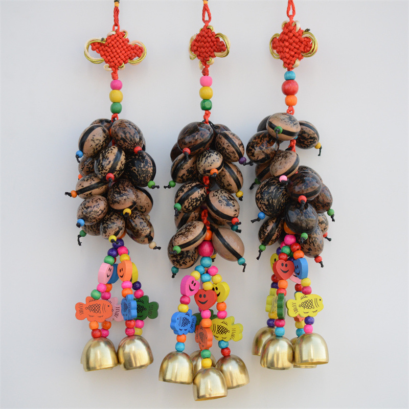 云南民族风丽江东巴文草帽平安豆木鱼果风铃酒吧客栈挂饰风铃