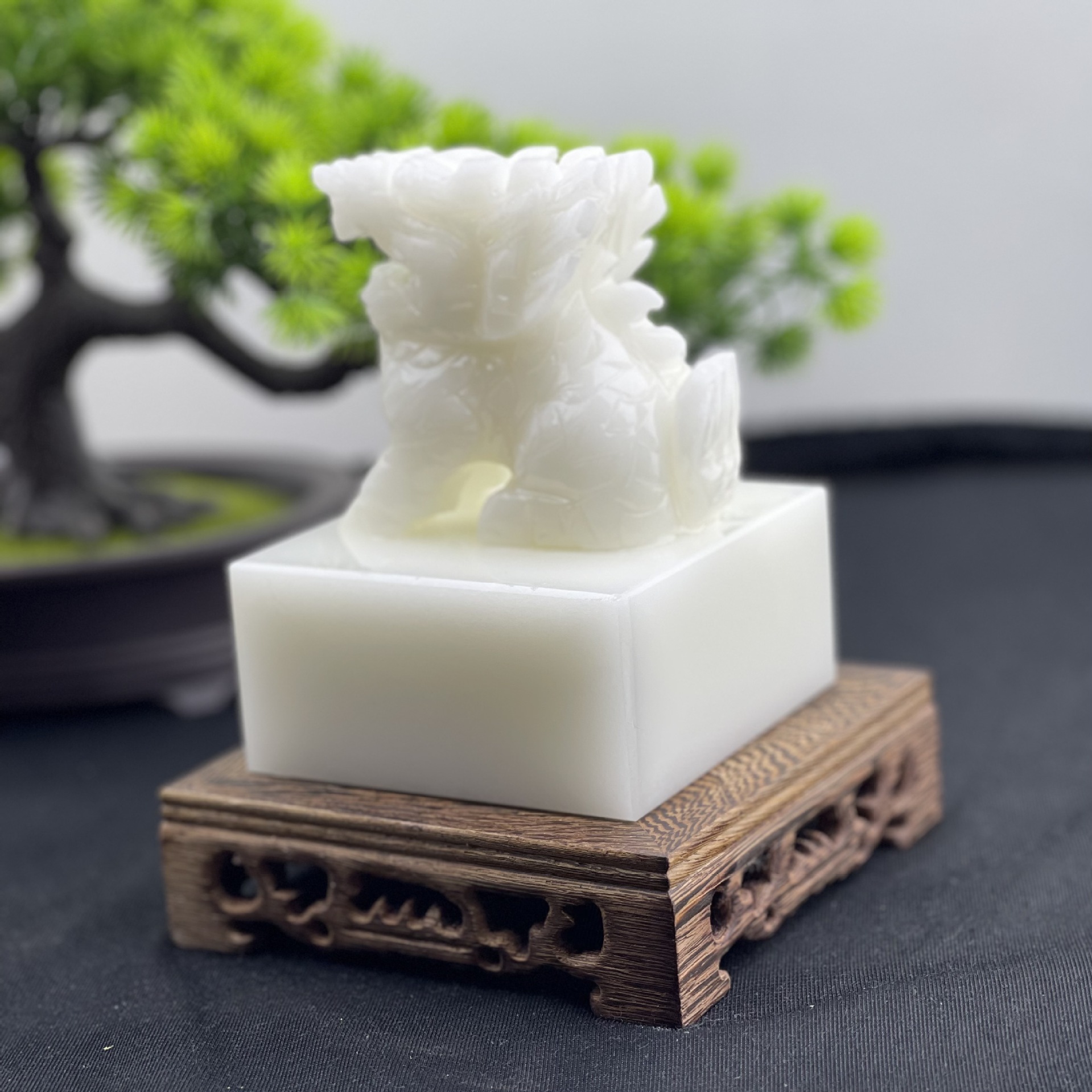 阿富汗白玉麒麟印章玉玺自用办公摆件商务礼品公司先生款刻字免费