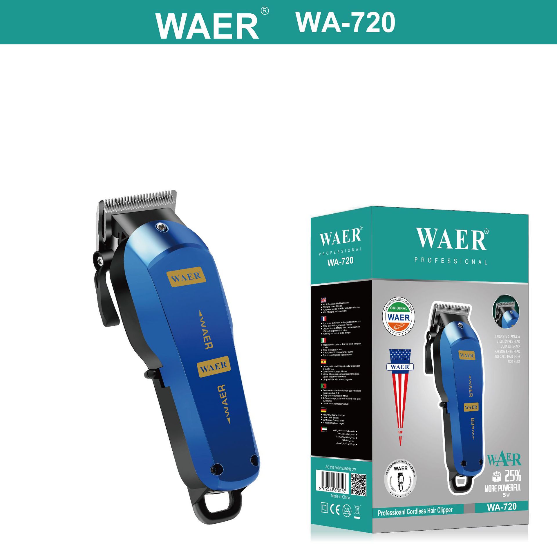 cross-border supply waer blue electric hair clipper electric clipper oil head engraving electric clipper hair clipper manufacturers batch