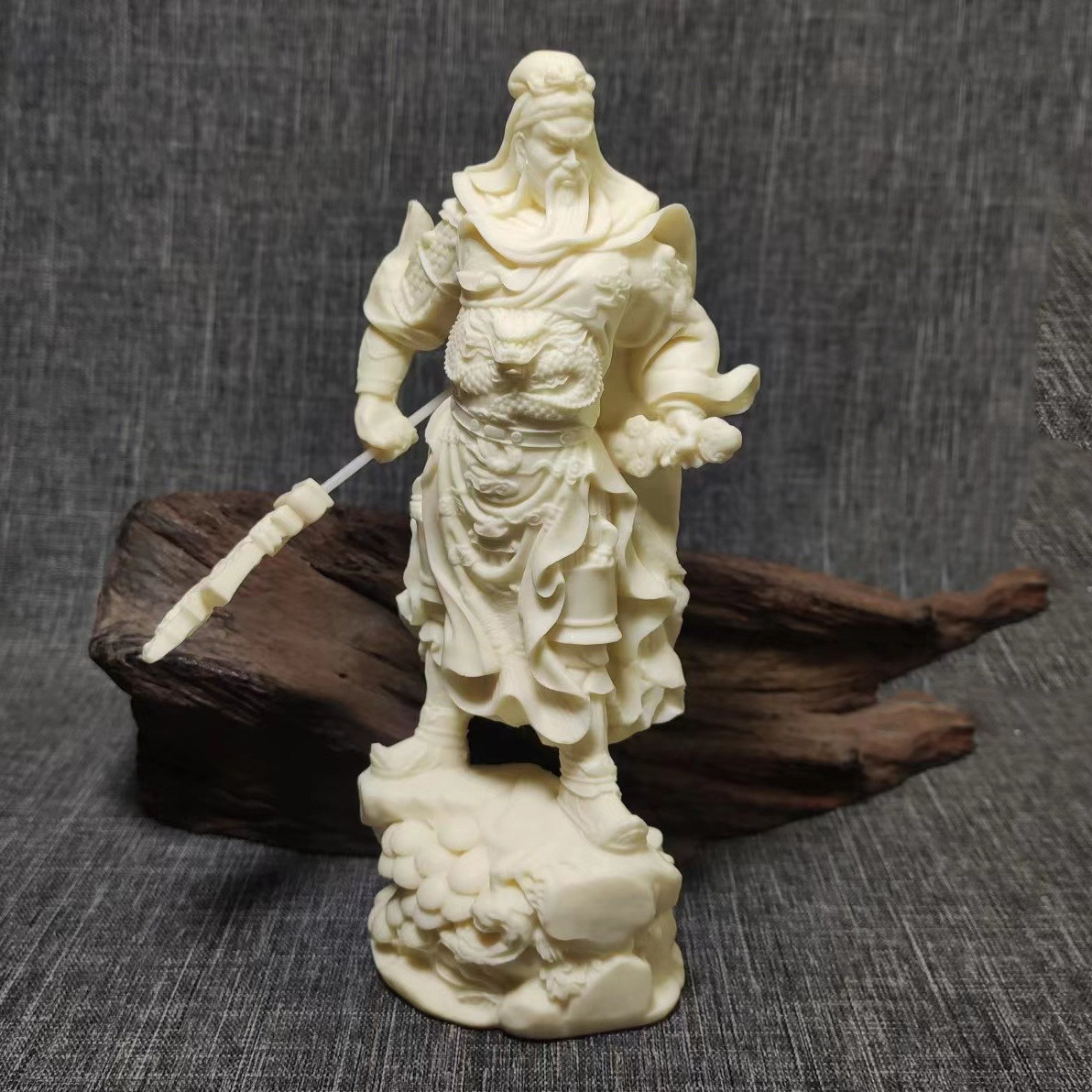 象牙果雕刻霸气关帝关公佛像摆件 武财神像人物手工艺品家居供奉