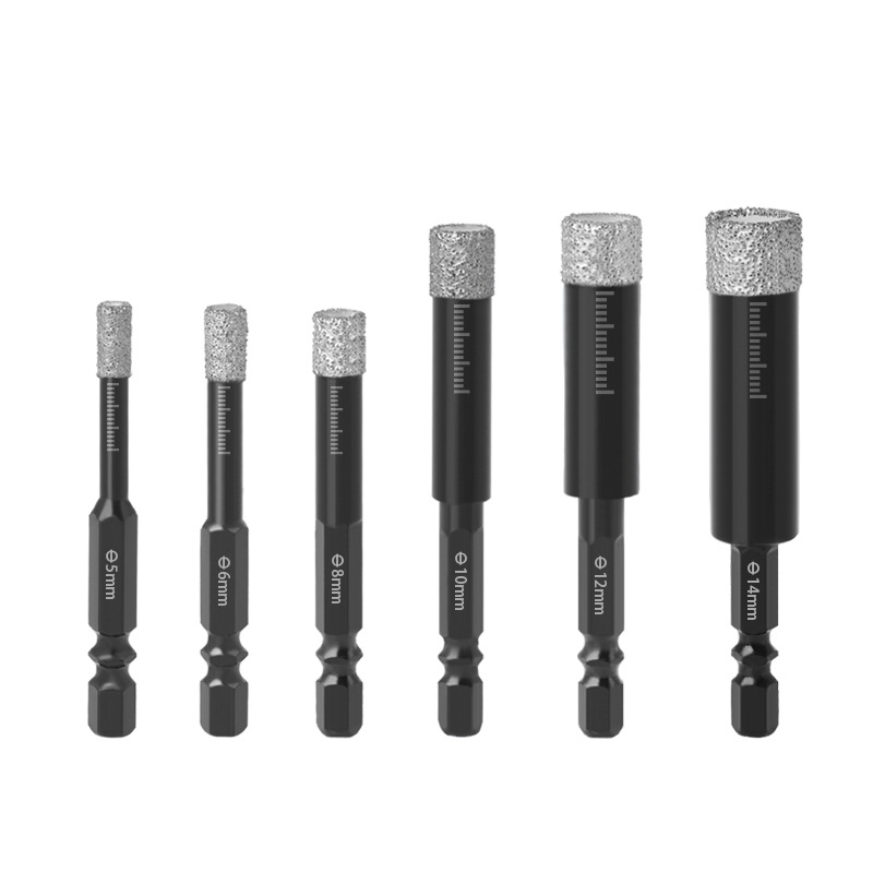 Brazed Dry Ceramic Tile Drill Bit Concrete Granite Hexagonal Handle Diamond Marble Tapper Sets 7Pc