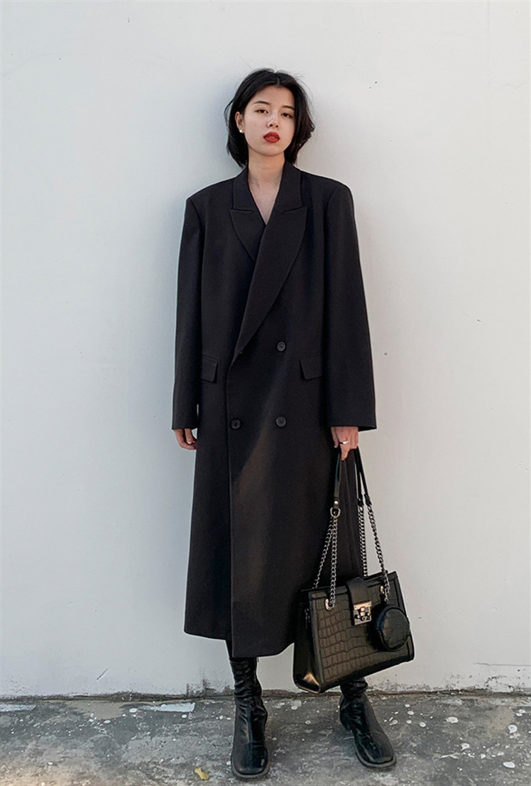 2022年春秋新款气质百搭韩版慵懒英伦风中长款西装大衣风衣外套女