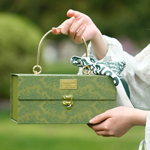 复古绿色丝巾礼物盒空盒金属手提端午包装盒婚礼喜糖伴娘伴手礼盒