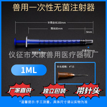 整箱1ml厂家供应旺福兽用一次性塑料针筒注射器注水器加液批发