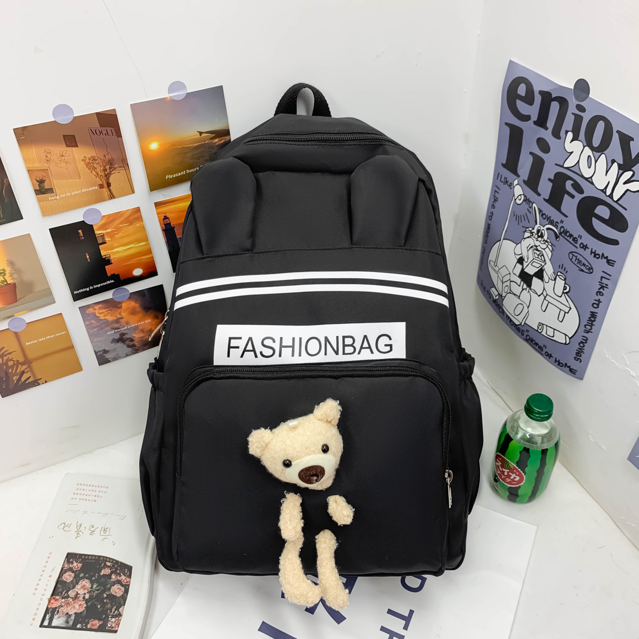 2023 New Girls Schoolbag Popular Middle School Students School Bag Large Capacity Campus Leisure Simple Backpack