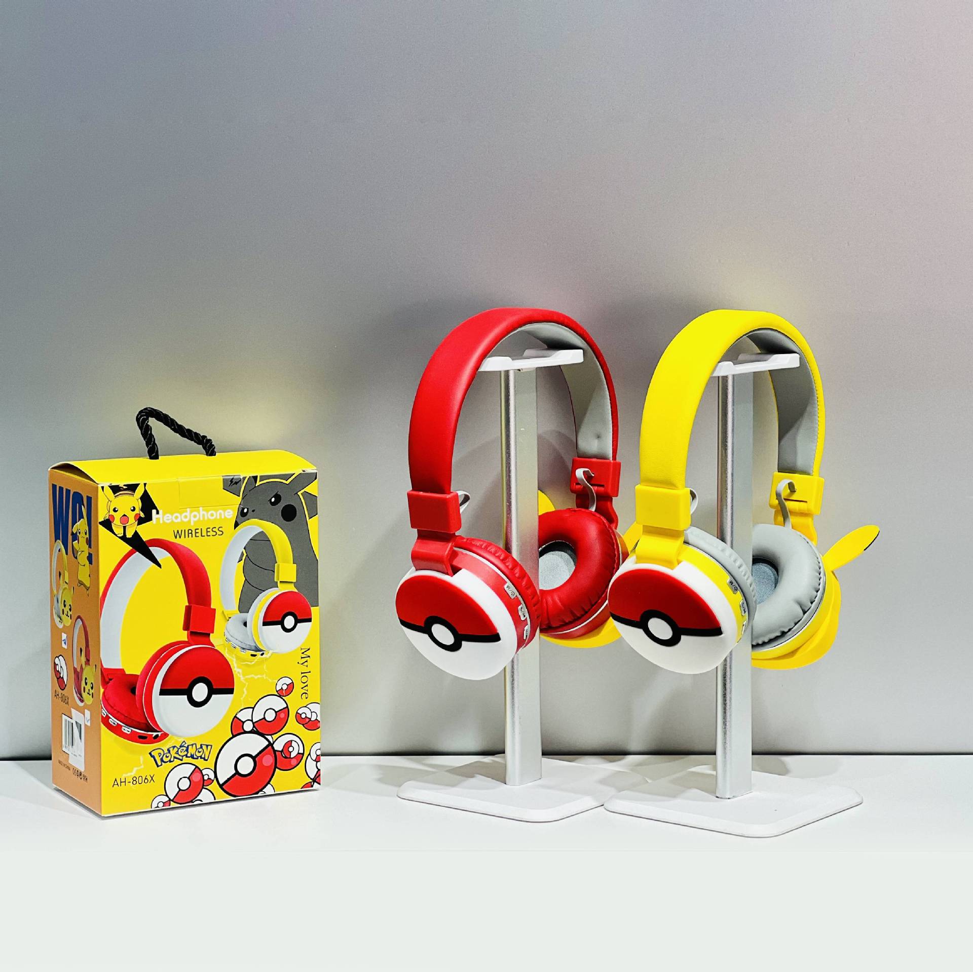 New Cartoon Headset Bluetooth Headset Pikachu Children's Creative Gift Collapsible Anime AH-806X