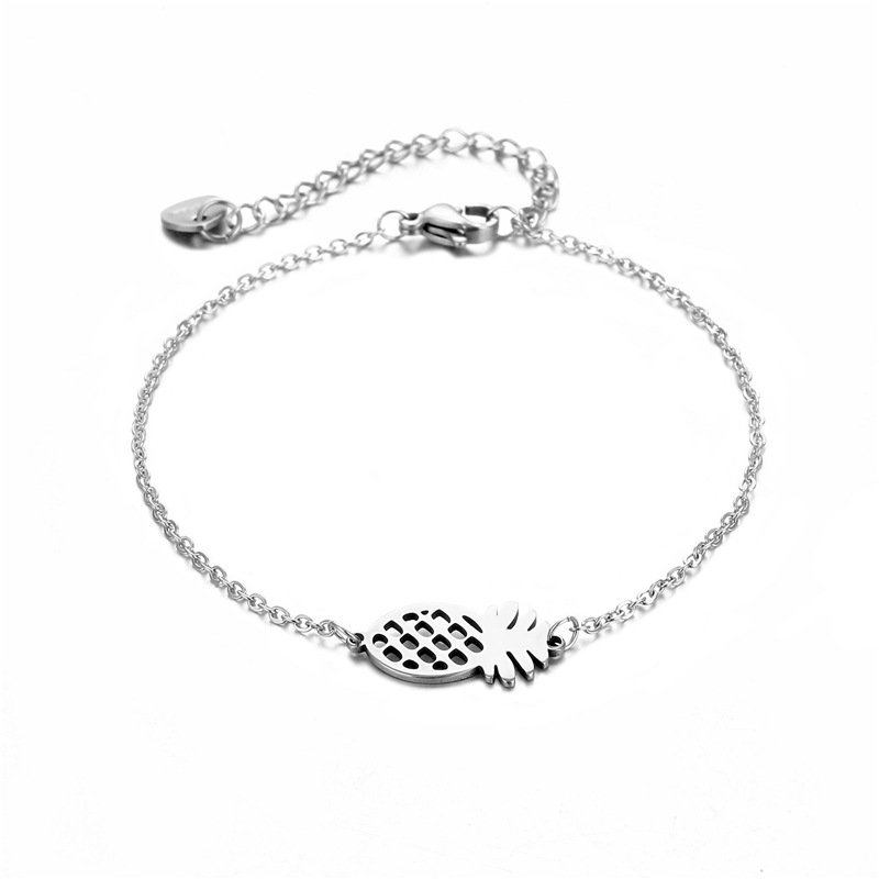 Wish European and American Fashion Minimalist Glossy Pineapple Bracelet Female Stainless Steel All-Matching Hollow Fruit Pineapple Bracelet Wholesale