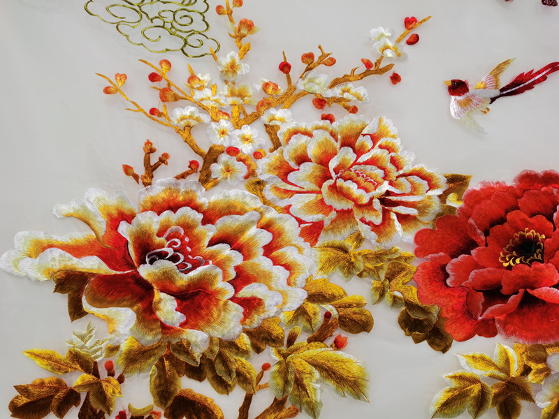 苏绣机绣装饰画成品手工绣加工定制富贵祯祥花开富贵鸿运当头