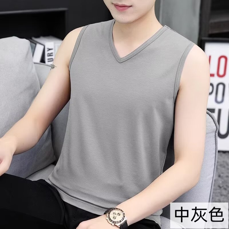 鸡心领v领速干背心男夏季宽松运动健身休闲坎肩马甲户外无袖t恤