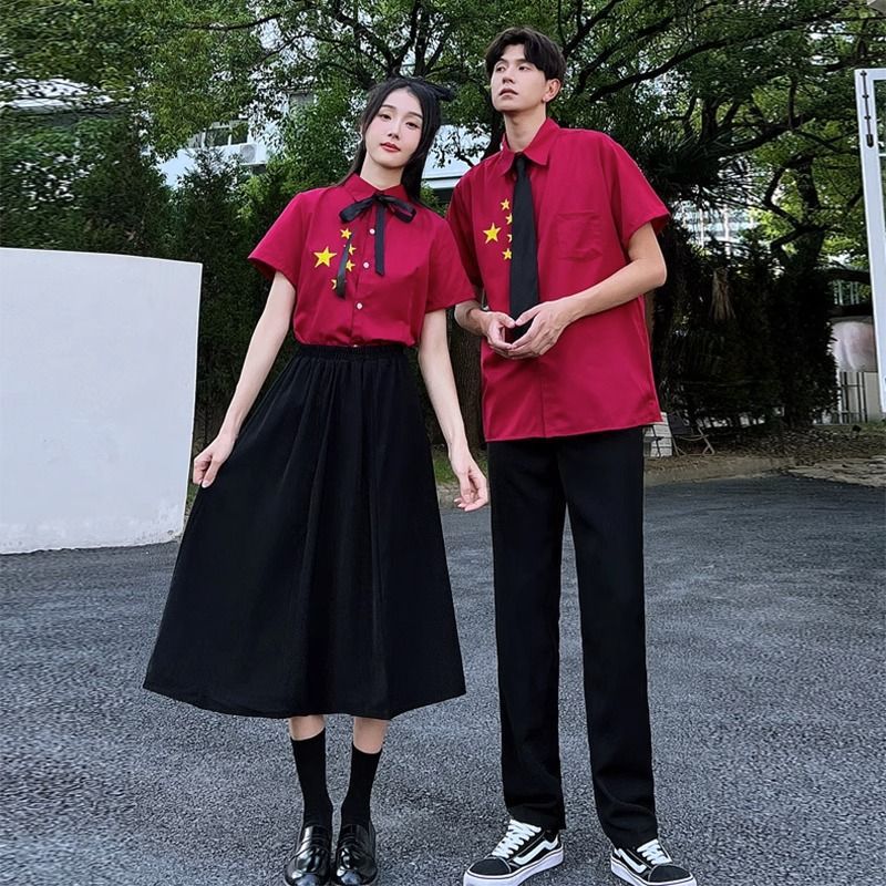 初中学生班服学院风夏季套装高中校服女生毕业照衬衫元旦节表演服