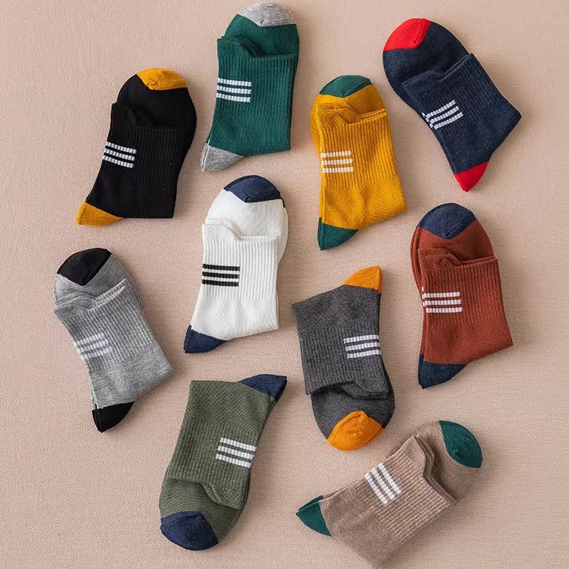 Pure Color Trendy Men's Long Socks Stall Supply Wholesale Sports Socks Men Autumn Mid-Calf Length Men's Socks