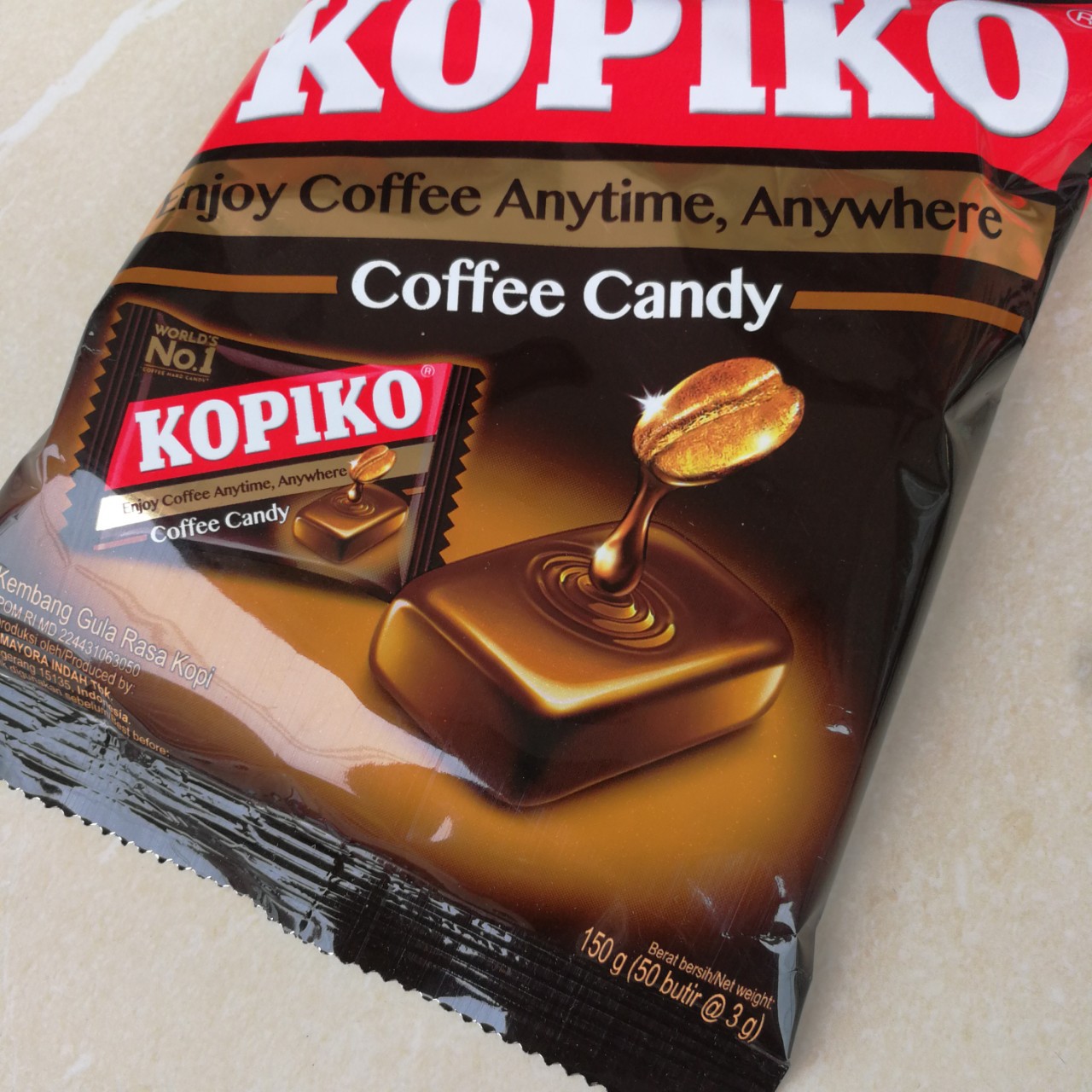 越南进口印尼kopiko可比可咖啡硬糖果特浓卡布奇诺咖啡味150g