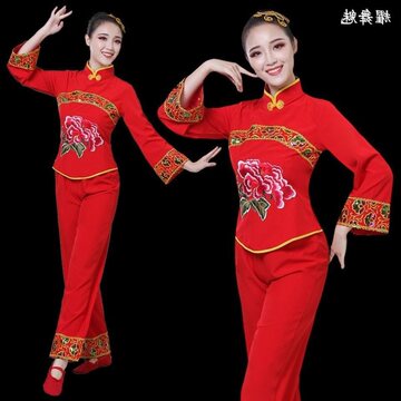 秧歌服女新款广场舞服装套装腰鼓服扇子舞舞蹈服中老年演出服