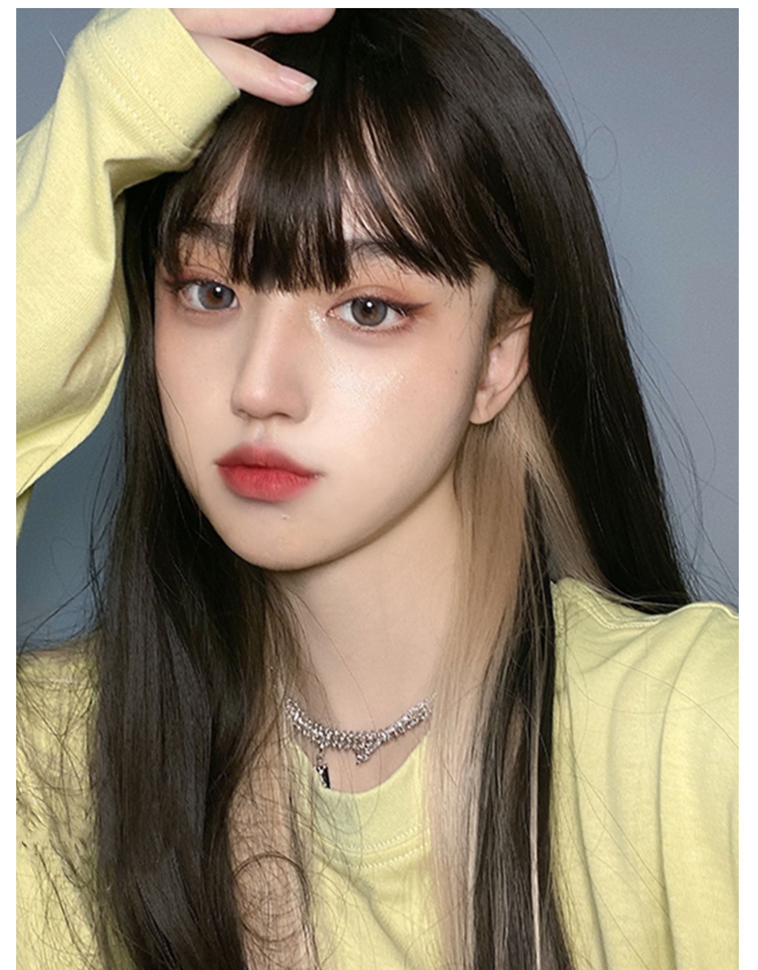 彩色挂耳染假发片女长发挑染渐变隐形无痕短发一片式直发接发条束