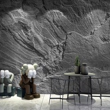 3D立体浮雕仿岩石纹理墙纸工业风水泥卧室背景墙布复古直播间壁纸