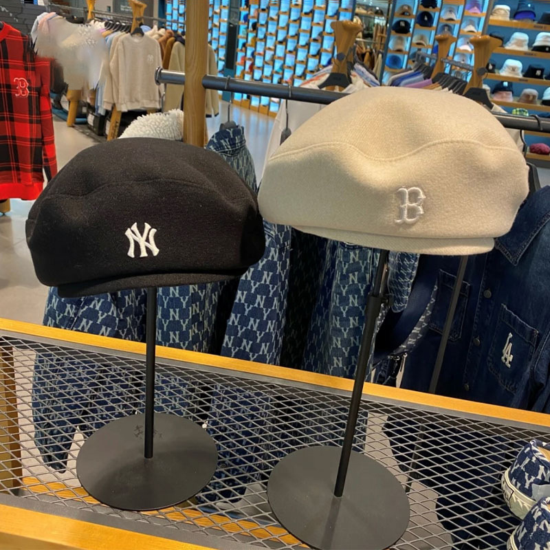 韩国mlb帽秋冬新款贝雷帽 ny刺绣大标男女情侣韩版报童百搭画家帽