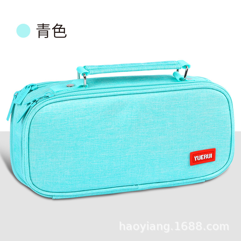 Student Korean Style Large Capacity Pen Case Stationery Case Oxford Cloth Multi-Layer Pencil Box Double Zipper Pencil Case Creative Wholesale