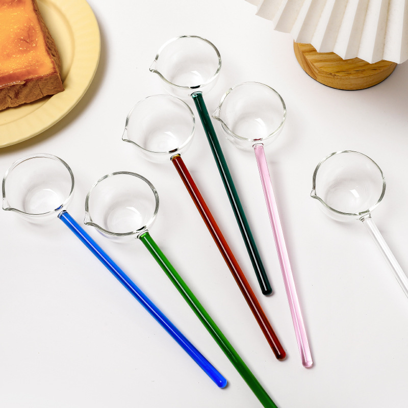 Factory Creative Milk Dessert Glass Color Spoon Pointed Big Soup Spoon Household Slant Tip Boiled Red Wine Glass Spoon Wholesale